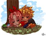  blonde_hair chibi couple haruno_sakura lowres naruto oekaki pink_hair short_hair starchii uzumaki_naruto yrsjyjytj 