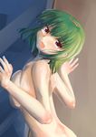  against_glass breast_press breasts green_hair highres idolmaster nude otonashi_kotori window 