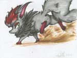  absurdres dust highres kick kicking kirbysuperstar96 nintendo pokemon sand zorua 