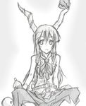  female girl horns monochrome novemdecuple touhou 