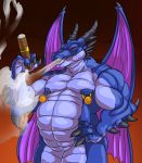  anthro belly biceps black_smoke_shenron cigar claws dragon dragon_ball dragon_ball_(object) dragon_ball_gt male muscular nipple_piercing nipples pecs piercing red_eyes scalie smoking solo thebigbadwolf01 wings 