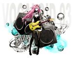  ako_(pixiv64561) arisaka_ako female girl gloves guitar instrument megurine_luka pink_hair stereo vocaloid 