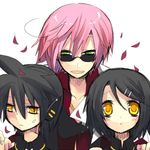  angry black_hair character_request kagene_rei kagene_rui kizaito lowres pink_hair smile vocaloid yellow_eyes 