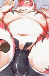  2022 anthro belly blush bulge clothing felid hi_res kemono kuritama male mammal moobs navel nipples overweight overweight_male pantherine solo tiger underwear 