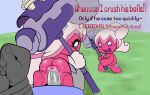  absurd_res anthro bottomless clothed clothing dialogue dizzytizzy dominant dominant_female female forced generation_9_pokemon genitals george_costanza gloves group hammer handwear hi_res holding_object holding_weapon human male male/female mammal nintendo on_bottom on_top penis pink_body pokemon pokemon_(species) rape reverse_cowgirl_position sex size_difference standing tinkaton tinkatuff tools trio vein veiny_penis weapon wrists_tied 