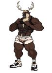  2022 abs absurd_res anthro antlers barazoku baseball_cap bedroom_eyes biceps big_bulge big_muscles big_pecs body_hair bulge clothed clothing clothing_grab darknaigart deer deltoids facial_hair footwear fur furgonomics happy_trail hat headgear headwear hi_res horn huge_muscles looking_at_viewer male mammal muscular muscular_anthro muscular_male narrowed_eyes navel nipples obliques pecs pubes raised_clothing raised_shirt raised_tank_top raised_topwear seductive shirt shoes simple_background smile socks solo standing stubble tank_top teeth thick_thighs tongue topwear tuft underwear white_background 