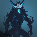  1:1 anthro canid canine canis featureless_crotch hi_res humanoid kindred_(lol) league_of_legends male mammal mask muscular muscular_anthro muscular_male nipples nude pecs riot_games simple_background smile solo tongue tongue_out warwickislovely wolf wolf_(lol) 