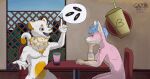  absurd_res anthro beverage bubble_tea canid canine canis cougar date dating detailed_background domestic_dog duo felid feline gazuki herding_dog hi_res male male/male mammal pastoral_dog scenery tea welsh_corgi 