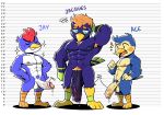  ace_(animal_crossing) animal_crossing anthro armpit_hair avian beak big_penis bird blue_body blue_feathers bodily_fluids body_hair chart dripping erection eyes_closed feathers foreskin genital_fluids genitals grin group hair half-erect hand_behind_head hands_on_hips height_chart hexdisciple hi_res huge_penis humanoid_genitalia humanoid_penis hyper hyper_genitalia hyper_penis jacques_(animal_crossing) jay_(animal_crossing) male male/male muscular muscular_anthro muscular_male nintendo nipple_piercing nipple_ring nipples nude orange_hair penis penis_size_difference piercing precum precum_drip proud pubes ring_piercing size_difference smile standing stubble sweat teeth trio 