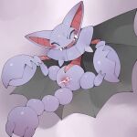  1:1 anthro blush bodily_fluids cum cum_in_pussy cum_inside eyes_closed female generation_4_pokemon genital_fluids genitals gliscor hi_res nintendo pokemon pokemon_(species) purple_body pussy smile solo spread_legs spreading youjomodoki 