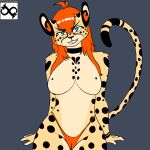  1:1 4_fingers anthro artist_logo artist_name awooboros big_breasts breasts cheetah digital_media_(artwork) felid feline female fingers fur grinning_at_viewer logo mammal pixel pixel_(artwork) signature simple_background spots spotted_body spotted_fur tammy_(awooboros) 