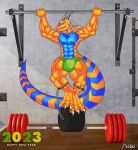  abs absurd_res anthro bates chest_(disambiguation) dragon drake_(disambiguation) exercise gym hi_res invalid_tag lizard male massive mrd66 muscular reptile scalie shredded solo workout 