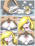  anthro blonde_hair bodily_fluids breasts comic duo english_text female genital_fluids hair human incest_(lore) lagomorph leporid male male/female mammal moan pussy_juice rabbit red_eyes sex text tosun whiner 