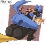  &lt;3 absurd_res ambiguous_gender anthro backsack balls balls_deep big_butt braixen butt duo feet fossfurus from_front_position generation_4_pokemon generation_6_pokemon genitals hi_res humanoid_genitalia humanoid_penis legs_up love lucario male male/ambiguous mating_press nintendo passionate pawpads paws penetration penis pokemon pokemon_(species) sex tail tail_motion tailwag thick_thighs 