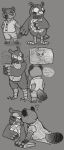 &lt;3 2020 animal_crossing anthro avian bird blathers_(animal_crossing) blush book bottomwear canid canine clothing dialogue duo ellite english_text greyscale hand_holding hi_res kissing lidded_eyes male male/male mammal monochrome multiple_images nintendo owl raccoon_dog shirt shorts slouching tanuki text thought_bubble tom_nook_(animal_crossing) topwear 