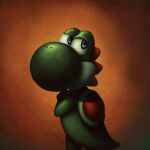  2009 ambiguous_gender big_nose blue_eyes digital_media_(artwork) digital_painting_(artwork) dinosaur green_body green_skin green_yoshi looking_back looking_up mario_bros nintendo portrait reptile scalie simple_background smashsweetie solo tail three-quarter_portrait yoshi 