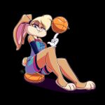  2021 5_fingers anthro ball barefoot basketball_(ball) biped black_background blonde_hair blue_eyes bottomwear breasts buckteeth clothing corythec countershade_face countershading digital_drawing_(artwork) digital_media_(artwork) feet female fingers fur gloves hair handwear hi_res lagomorph leporid lola_bunny long_ears looking_at_viewer looney_tunes mammal pink_nose rabbit scut_tail short_tail shorts simple_background sitting sitting_on_ball smile solo space_jam space_jam:_a_new_legacy tail tan_body tan_fur teeth topwear warner_brothers white_clothing white_gloves white_handwear 