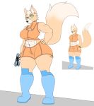  anthro big_butt boots breasts butt canid canine clothing female female/female flat_colors footwear fox fox_mccloud gun handgun hi_res looking_at_another mammal metroid nintendo photolol.03 pistol ranged_weapon redraw simple_background solo star_fox thick_thighs tight_clothing weapon wide_hips 
