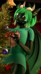  3d_(artwork) 4k absurd_res anthro christmas christmas_tree dialated_pupils digital_media_(artwork) dongly12 dragon equid equine female hi_res holidays horse hybrid inner_ear_fluff mammal plant pony revamped_anthros solo source_filmmaker tongue tongue_out tree tuft 