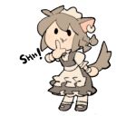  animal_ears black_footwear brown_hair circle_hands english_text finger_to_mouth maid open_mouth shushing tail temmie temmie_chang temmie_chang_(character) 