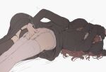  2girls ass black_thighhighs breasts brown_hair female_ejaculation fingering garter_belt habit large_breasts long_hair long_sleeves lying mdf_an multiple_girls nun nun_(mdf_an) on_back original pussy simple_background thighhighs vaginal white_background white_thighhighs yuri 