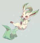  animal_focus brown_eyes commentary_request full_body grey_background leafeon looking_at_viewer no_humans one_eye_closed pokemon pokemon_(creature) s_(happycolor_329) solo twitter_username 