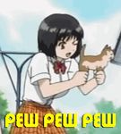  animated animated_gif black_hair cat firing gif lowres oku-sama_wa_joshi_kousei onohara_asami pew_pew_pew school_uniform shooting short_hair 