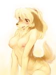  animal_ears blond_hair blonde_hair blush brown_eyes canine dog furry mizuki_kotora tail 