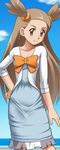  awa gym_leader long_hair mikan_(pokemon) pokemon ribbon skirt smile 