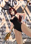  animal_ears arm_tattoo armpits ass_visible_through_thighs bangs black_bow black_eyes black_leotard black_neckwear bow bowtie breasts bunny_ears bunnysuit card charm_(object) cleavage cowboy_shot cube detached_collar dutch_angle erza_scarlet fairy_tail fake_animal_ears grey_legwear grin hair_between_eyes hand_on_hip heart holding holding_weapon jpeg_artifacts kemonomimi_mode large_breasts legs_apart leotard long_hair mashima_hiro official_art outstretched_arm pantyhose playing_card polearm red_hair sideboob sidelocks smile solo spear standing strapless strapless_leotard tattoo text_focus weapon wrist_cuffs 