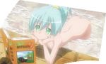  bath cap fanservice highres kawai_honoka nipples nude reading screencap sora_wo_kakeru_shoujo 
