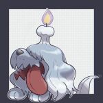  animal_focus candle commentary dog fire flame greavard highres jeri20 no_humans open_mouth outline pokemon pokemon_(creature) solo tongue tongue_out wavy_mouth 