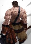  1boy back bow brown_hair faceless fate/grand_order fate_(series) highres kdm_(ke_dama) male_focus muscular muscular_male no_humans short_hair solo super_orion_(fate) veins veiny_arms 