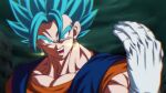  1boy blue_eyes blue_hair dragon_ball dragon_ball_super earrings furrowed_brow gloves jewelry lens_flare male_focus muscular muscular_male open_mouth potara_earrings rom_(20) serious solo super_saiyan super_saiyan_blue upper_body vegetto white_gloves 