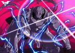  1boy absurdres alphonse_elric armor batm_andrew clenched_hands electricity full_armor fullmetal_alchemist helmet highres male_focus one_knee pink_background shiny solo watermark 