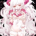  1girl camellia duplicate flower frills lingerie mamaloni non-web_source pixel-perfect_duplicate rose underwear white_hair 