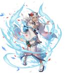  1girl anbe_yoshirou animal_ears ash_(fire_emblem) ash_(new_year)_(fire_emblem) bangs breasts confetti cow_ears cow_horns cow_tail dark-skinned_female dark_skin fire_emblem fire_emblem_heroes flower full_body fur_trim glowing gradient gradient_background gradient_clothes hagoita hair_ornament highres holding horns japanese_clothes kimono long_hair looking_away medium_breasts non-web_source obi official_art open_mouth paddle sandals sash shiny shiny_hair sidelocks smile solo tabi tail transparent_background white_hair wide_sleeves yellow_eyes zouri 