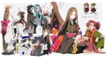  6+boys 6+girls :d :o ^_^ ^o^ aged_down ahoge animal_on_shoulder animalization arm_guards bangs black_bow black_cape black_hair black_hakama black_headwear black_jacket black_kimono black_scarf black_thighhighs blonde_hair blood blue_hair blue_jacket blush border bow bowl bowl_stack brown_eyes brown_hair brown_scarf cape chacha_(fate) child closed_eyes cooking cooking_pot cropped_torso crossed_arms dragon eastern_dragon fate/grand_order fate_(series) fedora feeding floral_print flying_sweatdrops from_behind full_body gloves green_kimono grey_background grey_hakama hair_between_eyes hair_bow hair_ornament hair_over_one_eye hair_slicked_back hairband hakama half_updo haori hat head_scarf highres hijikata_toshizou_(fate) himiko_(fate) holding holding_bowl holding_spoon holding_tray jacket japanese_clothes kikumon kimono lap_pillow long_hair looking_at_another low-tied_long_hair low_ponytail low_twintails mori_nagayoshi_(fate) multicolored_hair multiple_boys multiple_girls multiple_views nagao_kagetora_(fate) not_present oda_nobukatsu_(fate) oda_nobunaga_(fate) oda_nobunaga_(koha-ace) oda_uri okada_izou_(fate) okita_souji_(fate) okita_souji_(koha-ace) okita_souji_alter_(fate) open_mouth oryou_(fate) outside_border parted_bangs pink_bow pink_hair pirohi_(pirohi214) ponytail profile red_hair red_kimono red_scarf ringed_eyes saitou_hajime_(fate) sakamoto_ryouma_(fate) sandals scarf seiza sharp_teeth short_hair short_kimono simple_background sitting sitting_on_lap sitting_on_person sleeveless sleeveless_kimono smile spoon standing streaked_hair sweatdrop tassel tassel_hair_ornament tearing_up teeth thighhighs tray twintails upper_teeth_only wavy_hair white_border white_gloves white_hair white_headwear white_jacket white_kimono yellow_eyes yellow_hairband 