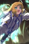  1girl blonde_hair blue_eyes choker colette_brunel dress echo_(circa) feet_out_of_frame gloves jewelry long_hair open_mouth pantyhose solo tales_of_(series) tales_of_symphonia 