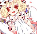  bad_id bad_pixiv_id blonde_hair fang flandre_scarlet heart red_eyes solo thighhighs tm touhou wings wrist_cuffs 