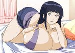  bb bed cleavage cute-rukia gigantic_breasts huge_breasts hyuuga_hinata lying naruto smile tagme 