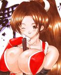  ;p blush breasts cleavage king_of_fighters one_eye_closed ryukishi shiranui_mai smile snk tongue tongue_out wink 