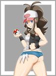  ass blue_eyes brown_hair butt_crack hand_on_hip image_sample md5_mismatch pixiv_sample poke_ball pokemon pokemon_(game) pokemon_bw shikuta_maru short_shorts shorts smile solo touko_(pokemon) 