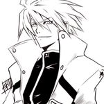  arc_system_works blazblue lowres monochrome ragna_the_bloodedge smile spiked_hair spiky_hair 