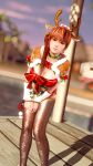  animal_costume antlers brown_eyes brown_hair dead_or_alive dead_or_alive_xtreme earrings highres jewelry kasumi_(doa) lipgloss long_hair looking_at_viewer reindeer_antlers reindeer_costume solo xasumil 