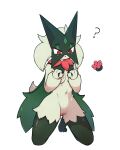  anthro breasts female frown generation_9_pokemon genitals green_body hi_res kneeling meowscarada nintendo park_horang pokemon pokemon_(species) pussy red_eyes simple_background solo white_background 