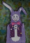  2023 80&#039;s_theme 80s_inspired absurd_res animatronic anthro blush bonnie_(fnaf) bow_tie buckteeth button_(fastener) cheek_tuft circle_eyebrows clothing clowncore digital_media_(artwork) eyebrows eyelashes facial_tuft five_nights_at_freddy&#039;s fluffy fluffy_chest fluffy_ears fluffy_hair fur girly hair half_lidded_eyes hi_res horror_(theme) kidcore lagomorph leporid lighter_belly looking_away machine male mammal markings mewp mewp2002 neck_tuft open_mouth plushie plushie-like purple_body purple_fur purple_hair purple_skin rabbit red_eyes redesign retro robot scottgames simple_background solo teeth topwear tuft vest vintage whimsical whisker_markings whisker_spots whiskers 