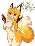  2022 5_fingers anthro bedroom_eyes biped blonde_hair breasts canid canine chest_tuft curvy_figure digital_drawing_(artwork) digital_media_(artwork) dipstick_tail eyelashes featureless_breasts female fingers fluffy fluffy_tail fox fur hair hi_res inner_ear_fluff jasmin_(jasminthemanticore) jasminthemanticore mammal markings narrowed_eyes navel open_mouth portrait pupils seductive simple_background slit_pupils small_waist solo tail tail_markings three-quarter_portrait tuft white_background wide_hips yellow_body yellow_eyes yellow_fur 