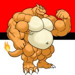  anthro belly charizard dragon generation_1_pokemon hi_res male musclegut nintendo nude overweight overweight_male pokemon pokemon_(species) purplemenace scalie smile solo 