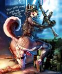  2022 after_sex animal_genitalia animal_penis anthro anus armor armwear assault_rifle balls big_butt bodily_fluids bottomless bulletproof_vest butt canid canine canine_penis canis casual_exposure clothed clothing cum cum_in_ass cum_inside cum_on_butt dado463art detailed_background dialogue digitigrade domestic_dog dutch_flag english_text erection feger_(feger-jager) genital_fluids genitals girly gloves gun handwear headgear helmet hi_res kneeling knot legwear m16 male mammal military on_one_knee penis ranged_weapon rifle solo stockings talking_to_viewer text torn_armwear torn_clothing torn_legwear torn_stockings weapon 